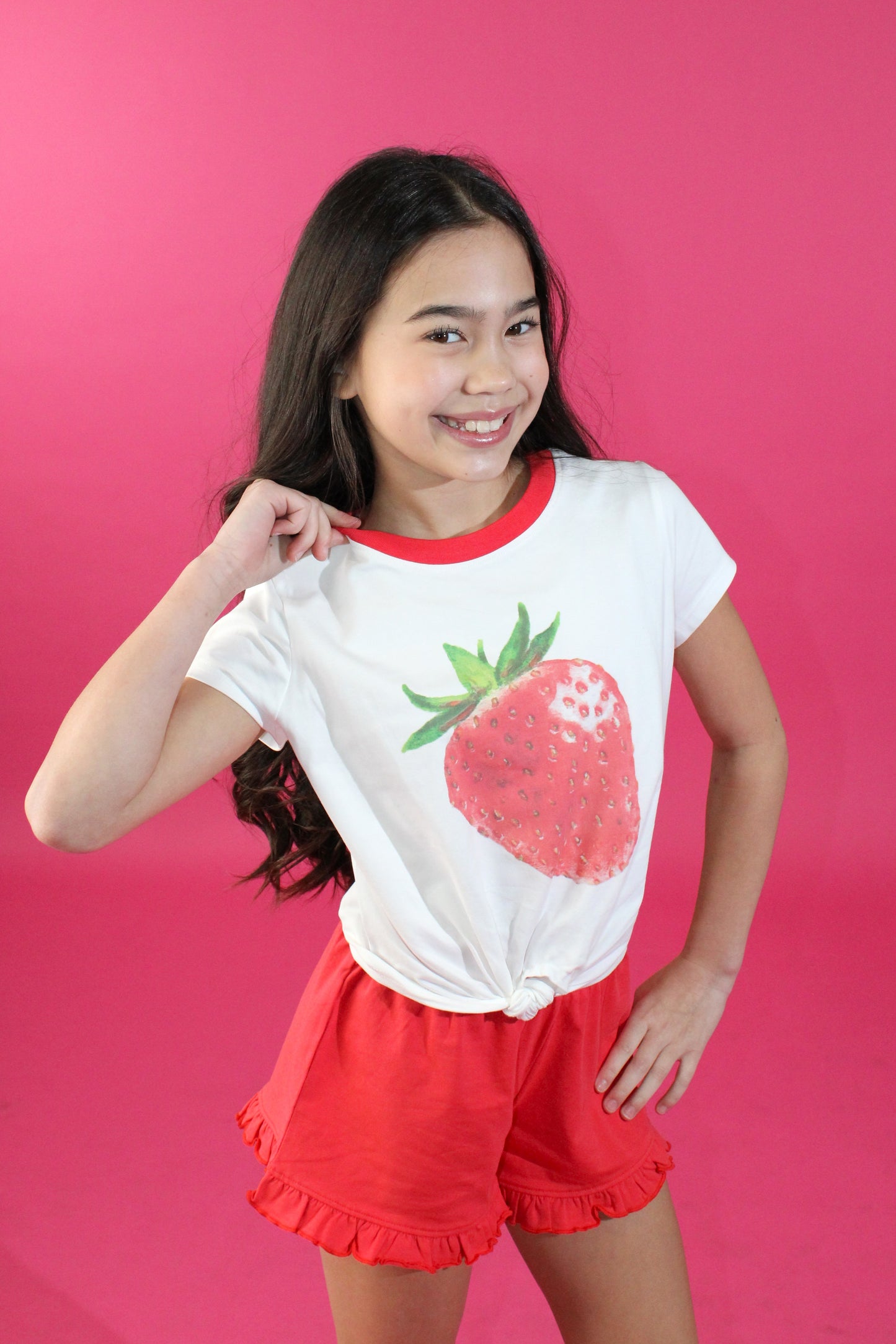 Strawberry Front Knot Graphic Tee