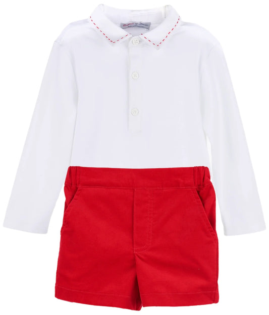 holly jolly velvet short boy set