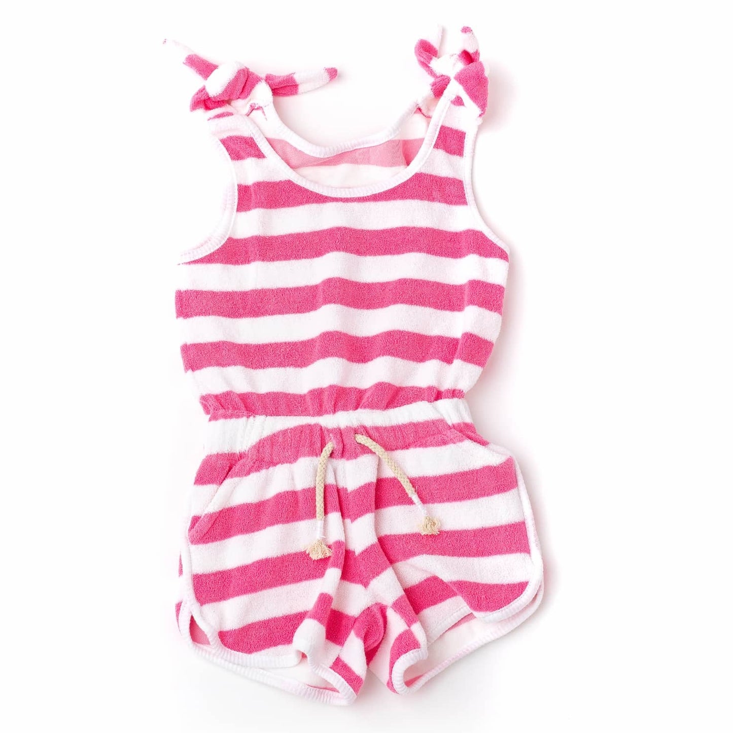 Pink stripe Terry Romper | 7-16