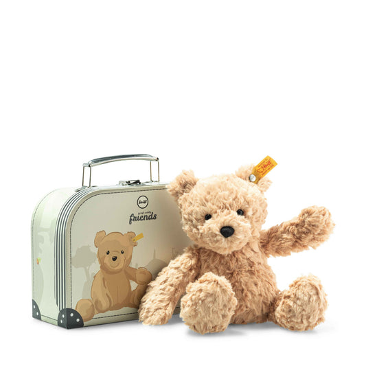 Jimmy Teddy Bear in Suitcase, 10" Golden Brown