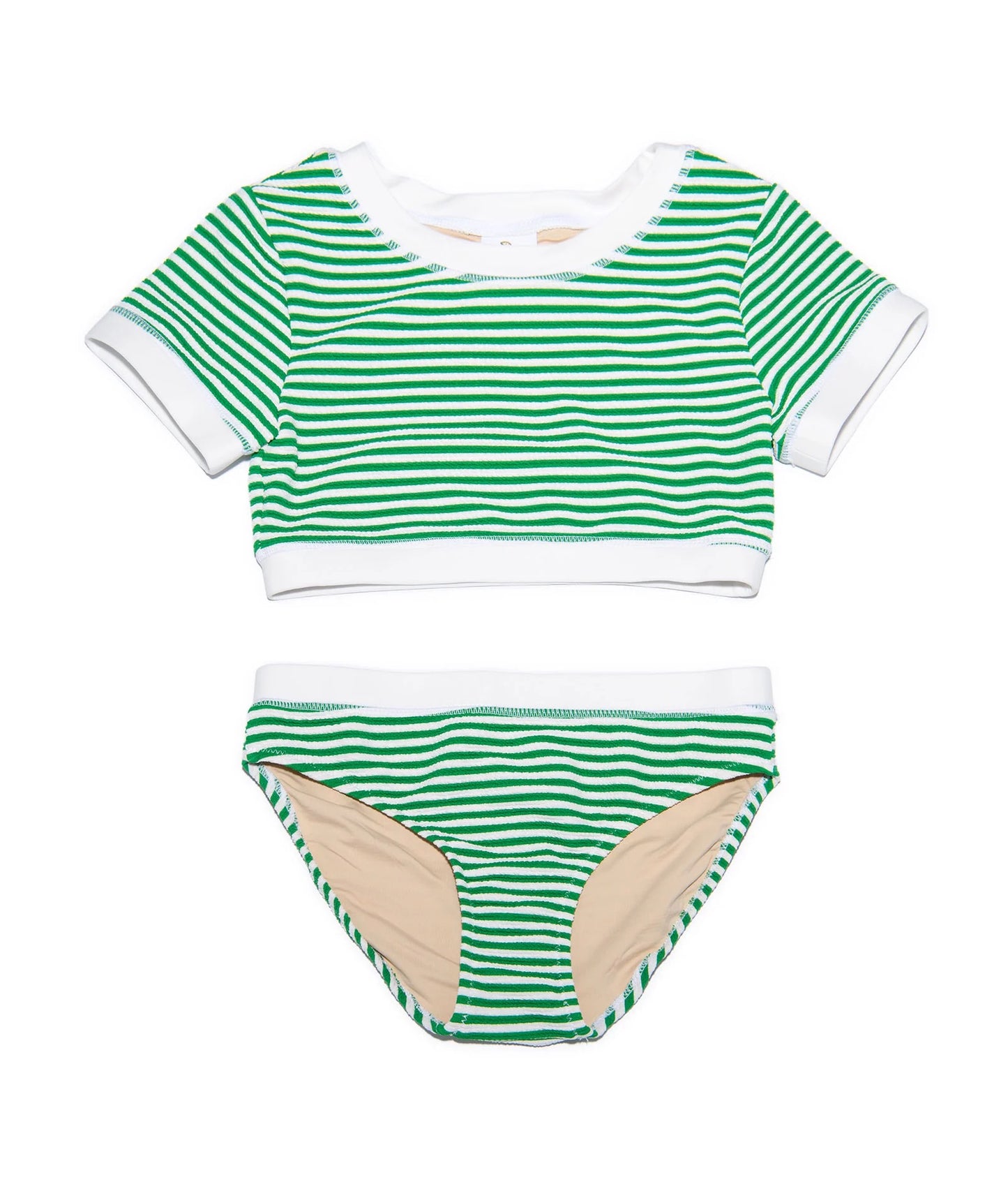 Green Stripe Cropped Bikini | 7-16