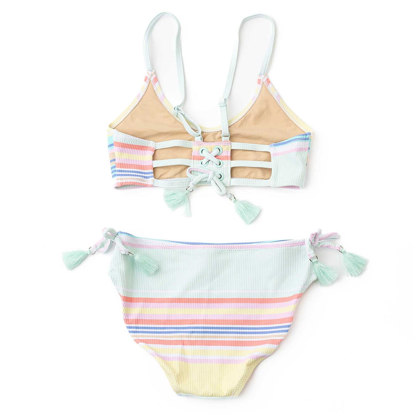 2 Piece Ribbed Tie Back Swimsuit