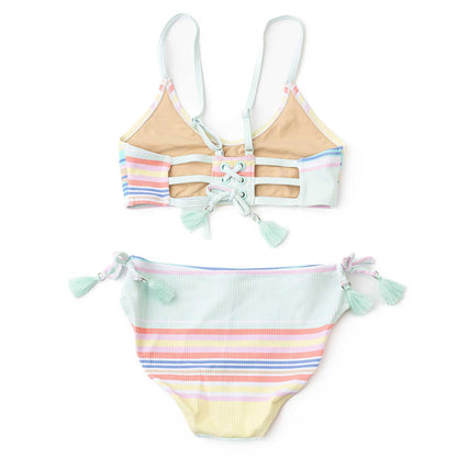 2 Piece Ribbed Tie Back Swimsuit