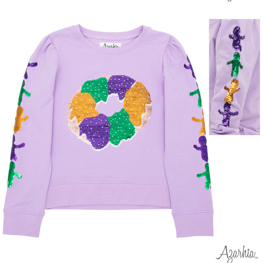 MG Sequin King Cake & Baby L/S Holly Tee