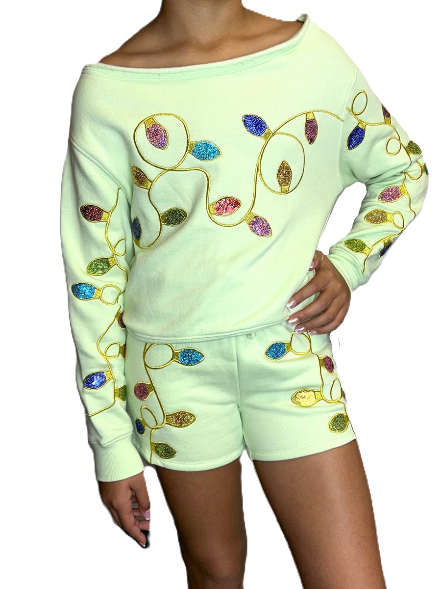 sequins Christmas lights sweatshirt