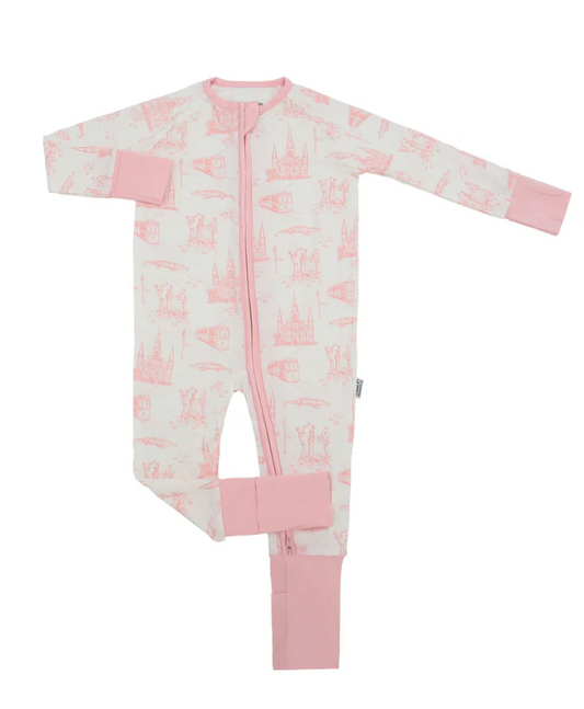 Baby Girl Pink Toile Double Zipper Sleeper