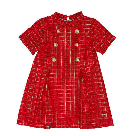 Girls Emerson Dress - Red Tweed | 2-6