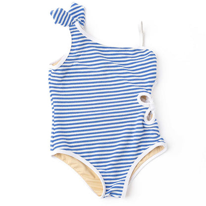 One Piece Ribbed Daisy Cut Out Swimsuit