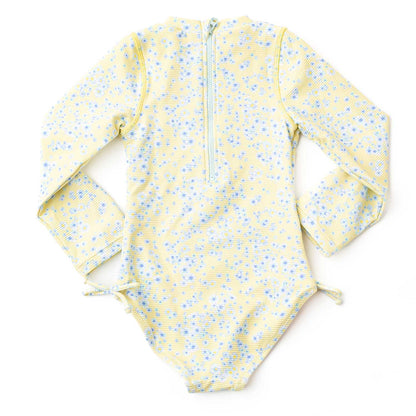 One Piece Ribbed Long Sleeve Swimsuit