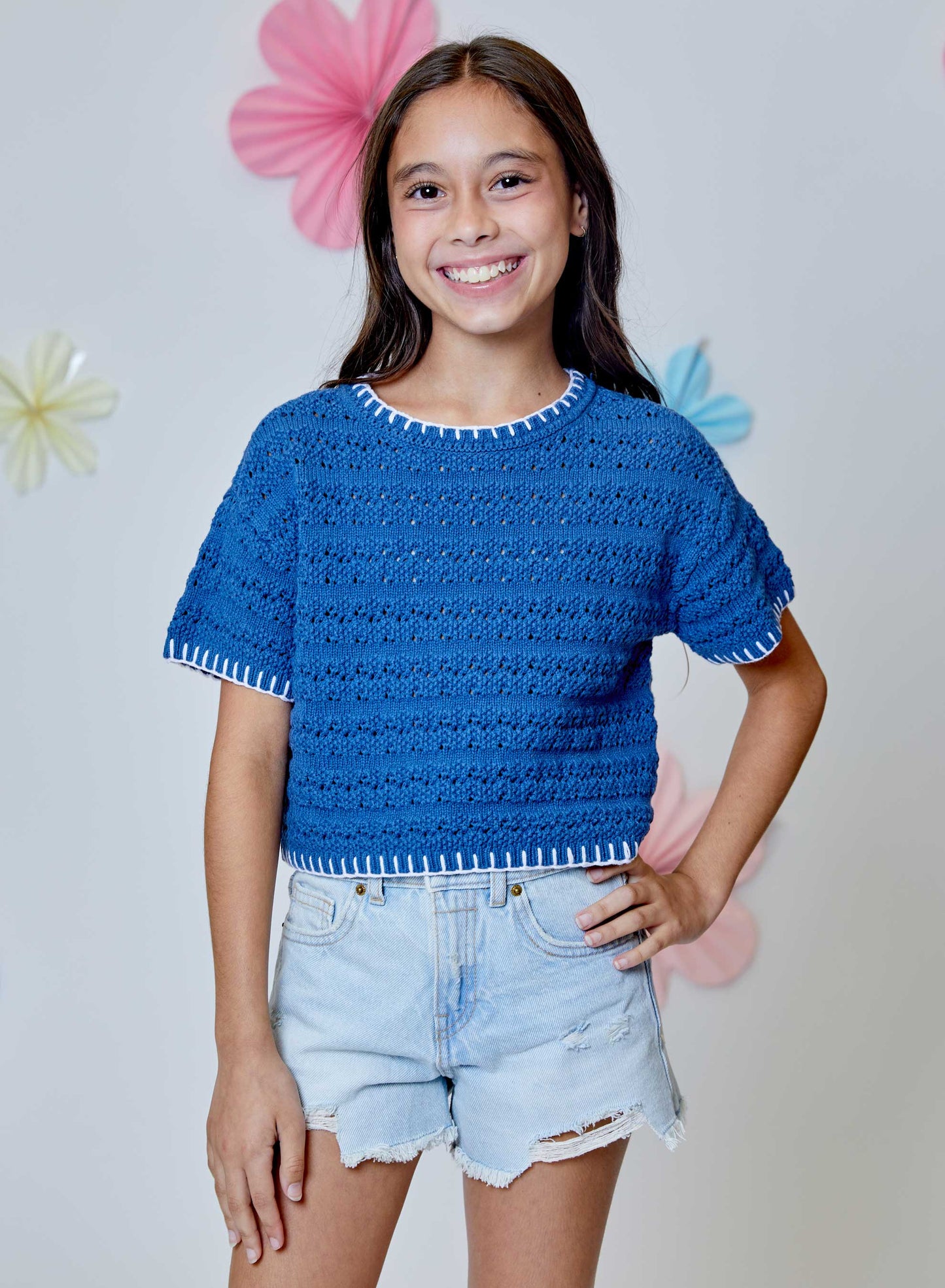 Short Sleeve Crochet Top