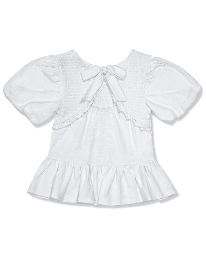 smocked tie back top