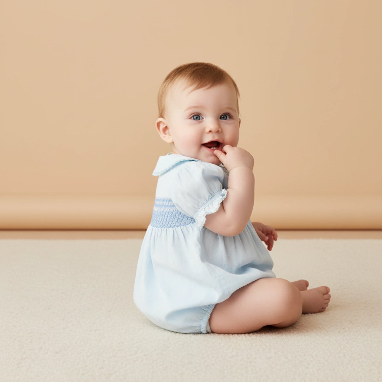Smocked Button Romper