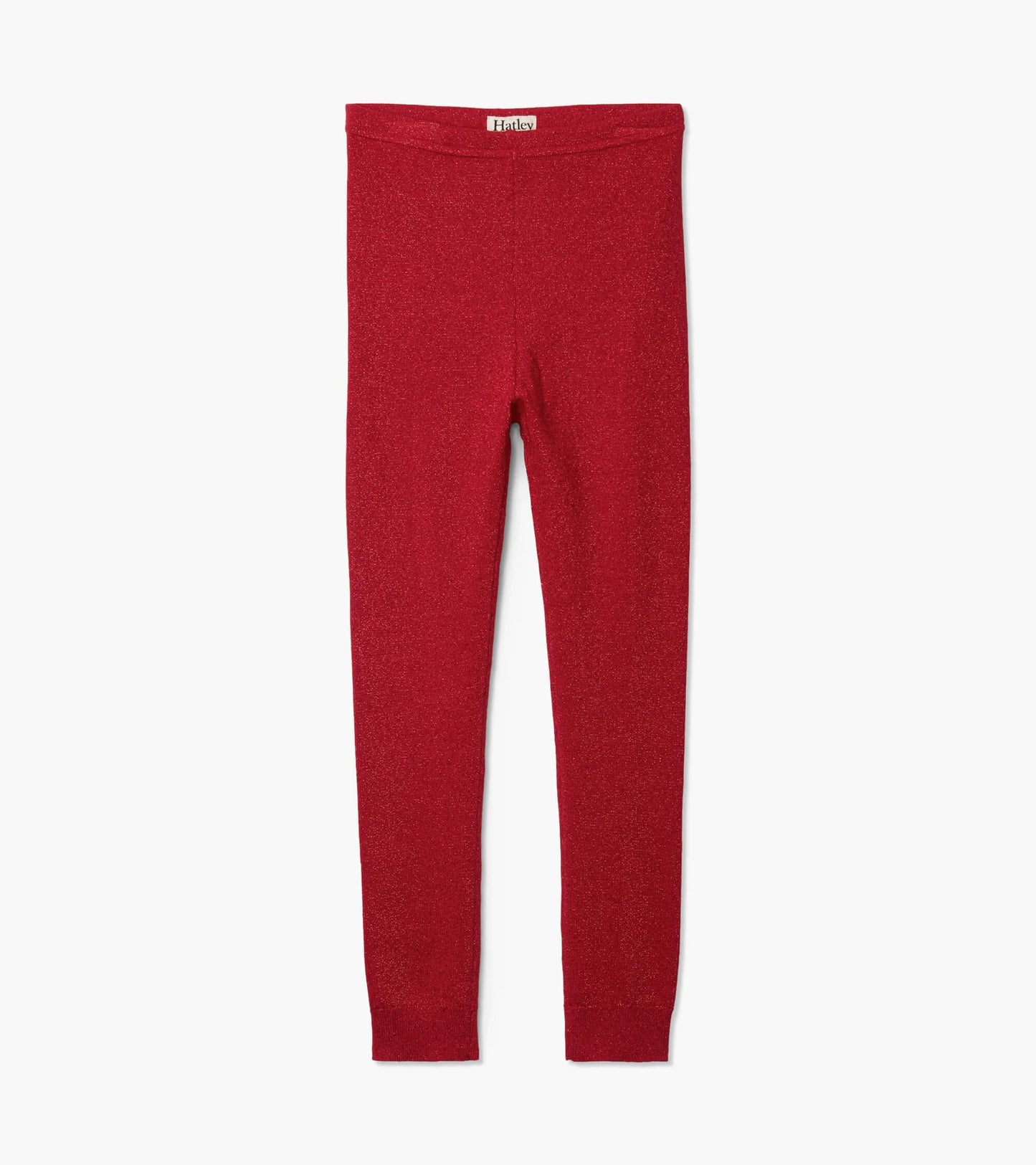 red shimmer knit leggings