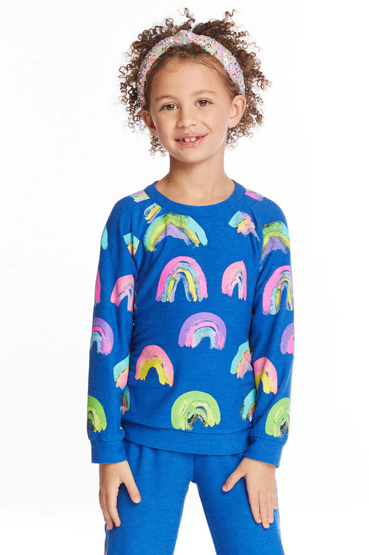 Girls Painted Rainbows Knit Raglan Pullover | 2-6