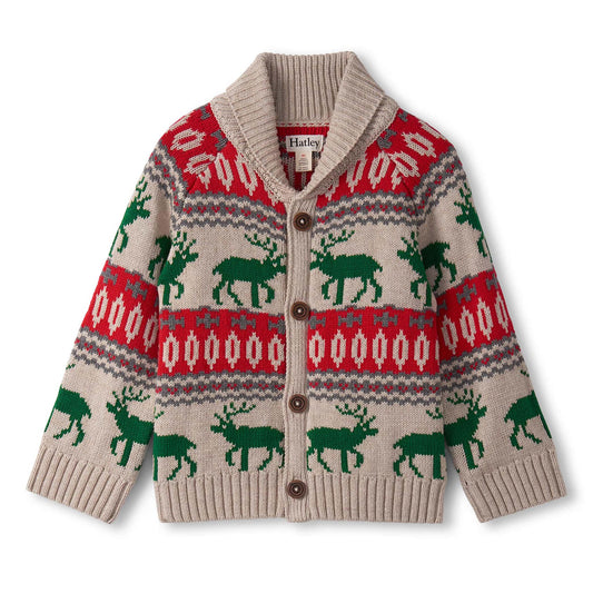 winter elk shawl collar cardigan