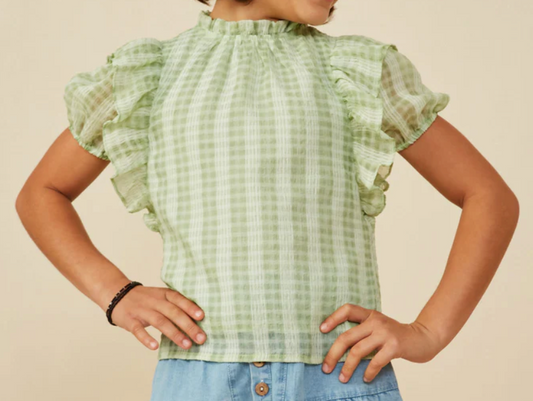ruffle shoulder puffed top
