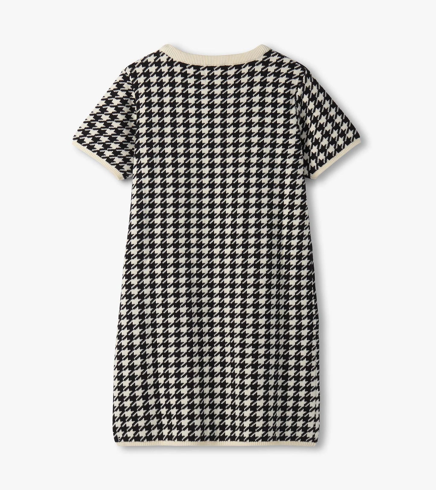 houndstooth sweater dress with faux fur pockets