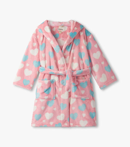 big hearts fuzzy fleece robe