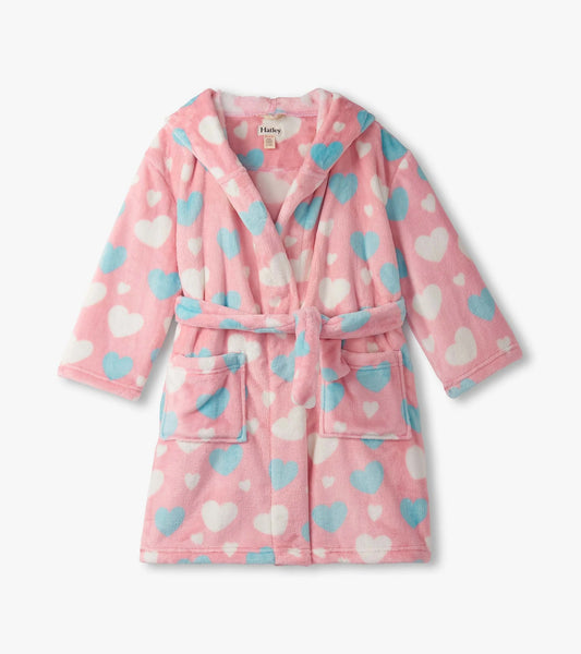 big hearts fuzzy fleece robe
