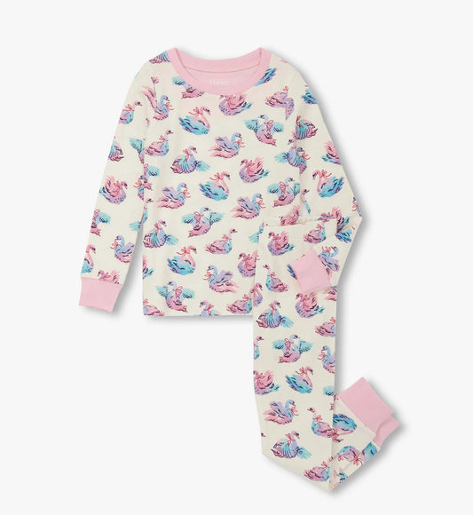 elegant swans cotton pajama set