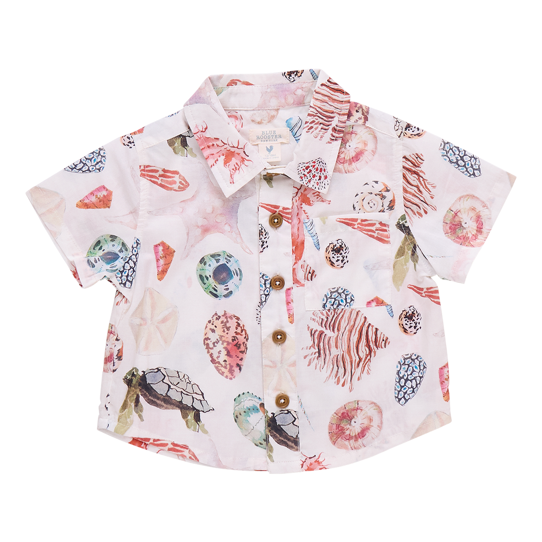 Baby Boy Jack Shirt - Watercolor Shells