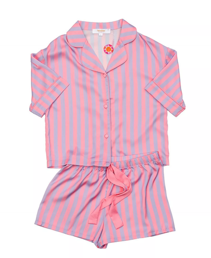 Silky Short Sleeve Shorts Set