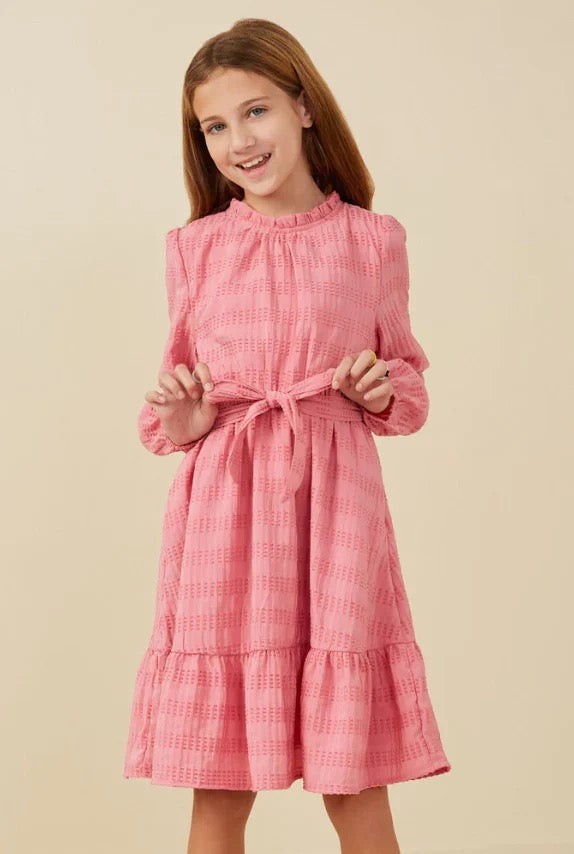 Girls Textured Long Sleeve Knit Dress | 7-16