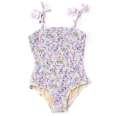 Floral Smocked One Piece Swimsuit (2T-6)