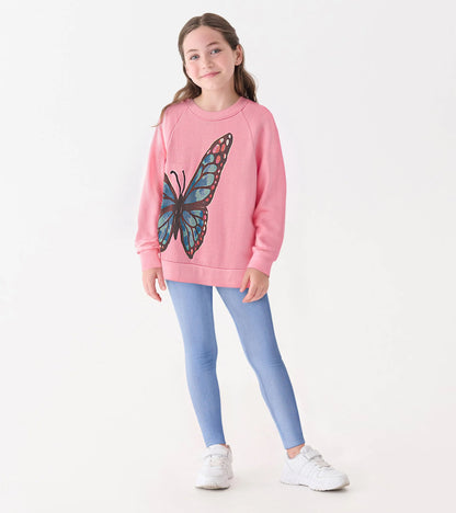 sea pink butterfly slouchy pullover