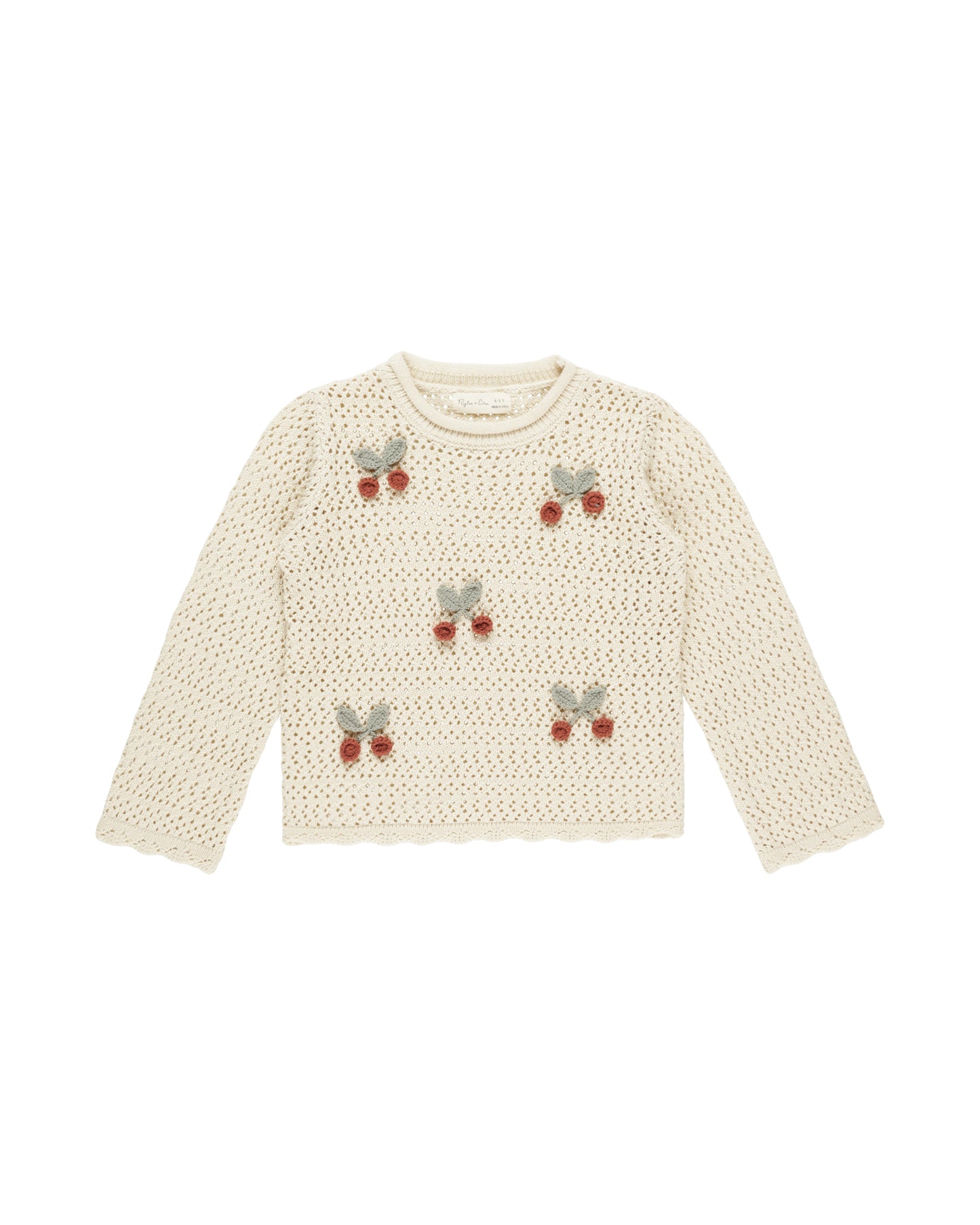 Cherries Crochet Knit Pullover