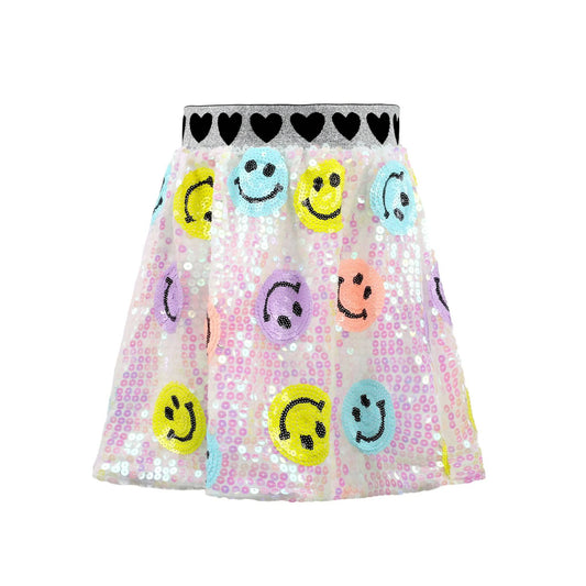 Girls Rainbow Emoji Sequin Skirt | 2-6