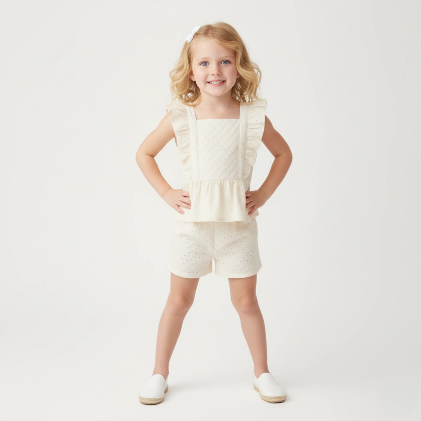 Eyelet Flutter Top & Short Set