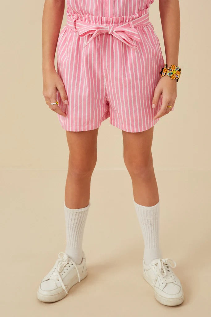 Self Belted Stripe Shorts | 7-16