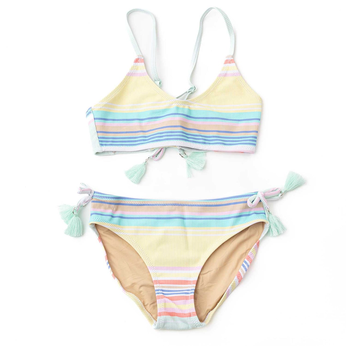 2 Piece Ribbed Tie Back Swimsuit