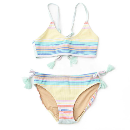 2 Piece Ribbed Tie Back Swimsuit