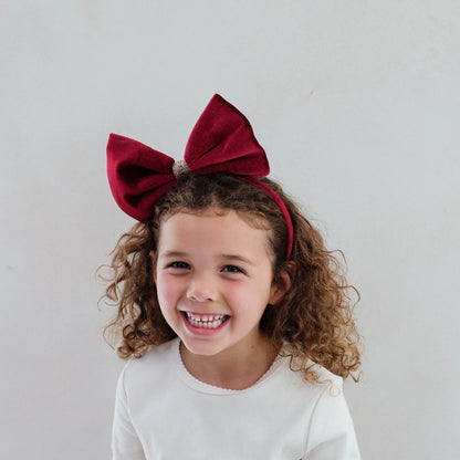 Christmas velvet bow Alice headband