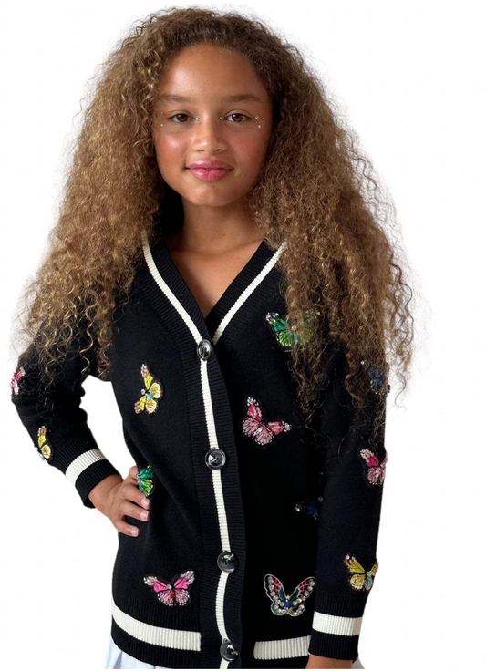 Girls Butterfly Patch Cardigan ( 7-16 )