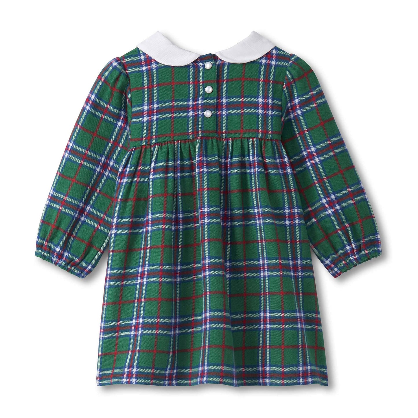 holiday plaid puff sleeve pinafore