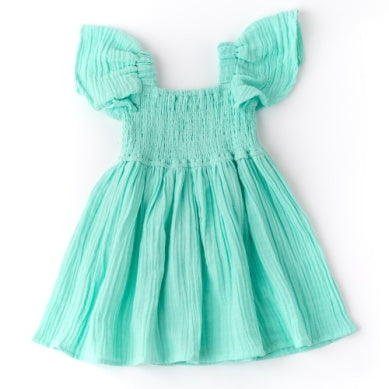 Smocked Flutter Sleeve Dress (3-6)