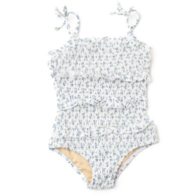 Floral Smocked One Piece Swimsuit (2T-6)