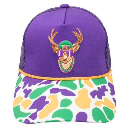 Mardi Gras Trucker Hat - Camo Rope