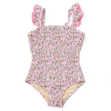 Blushing Blooms Smocked One Piece Swimsuit | 4T-6
