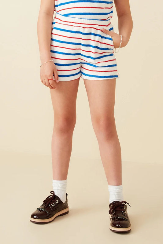 Multiple Stripe Elastic Waist Terry Shorts | 7-16