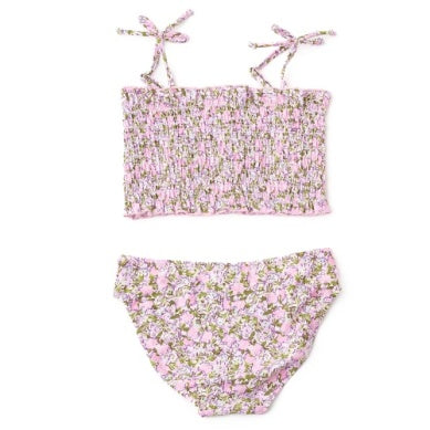 Blushing Blooms Smocked Two Piece Swimsuit 7-12