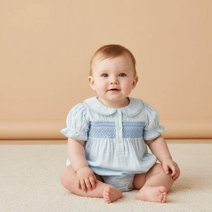 Smocked Button Romper