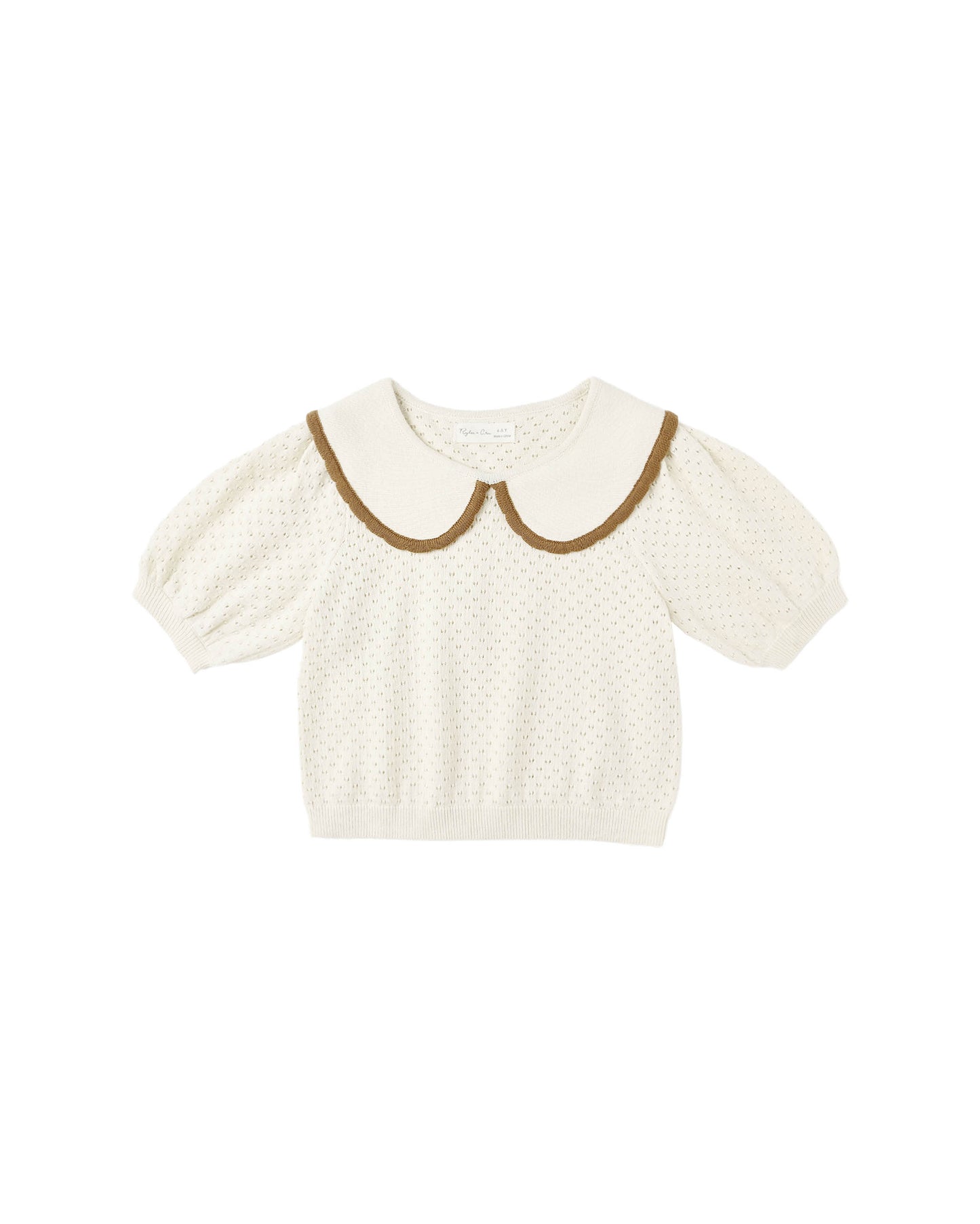 pointelle collared top