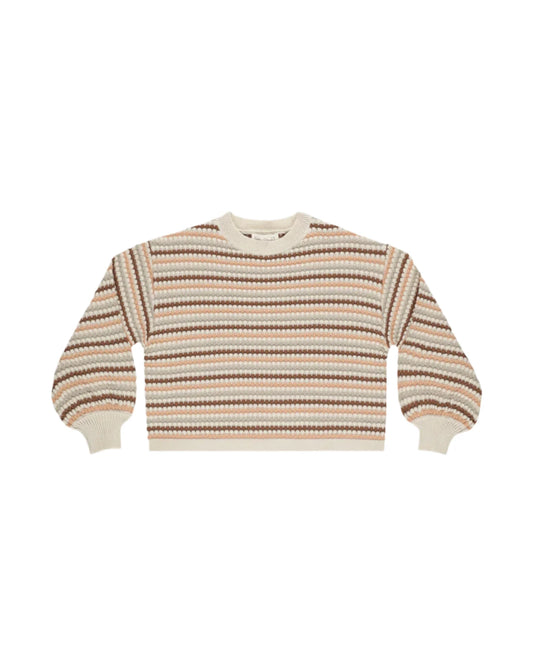 Girls Boxy Crop Sweater - Honeycomb Stripe | 2-6