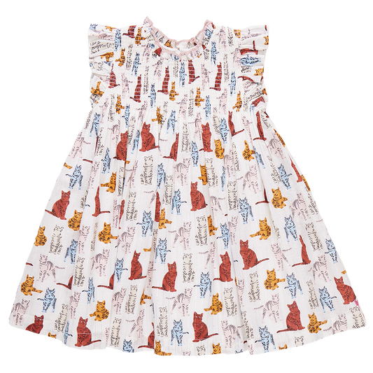 Girls Stevie Dress - Tabby Cats | 7-16