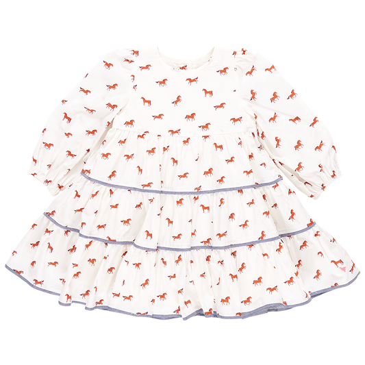 Girls Julia Dress - Tiny Horses | 2-6