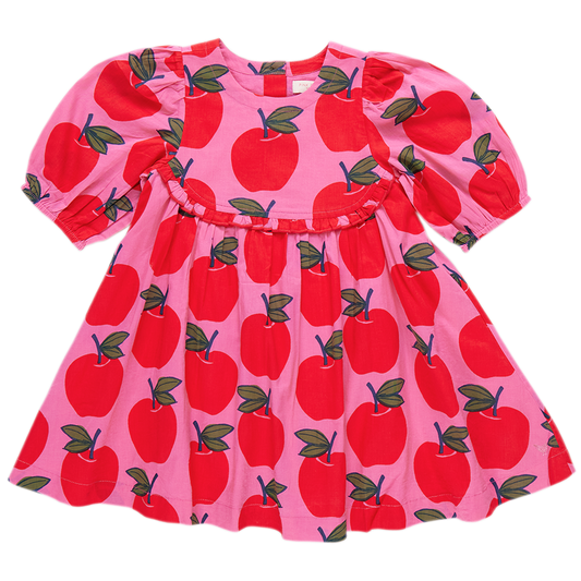 Girls Rowan Dress - Pink Apples | 2-6